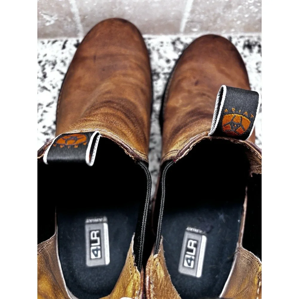 Ariat Men's Spot Hog Chelsea Boots Composite Toe 14D Distressed‎ Brown Leather